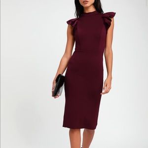 Burgundy Cut Out Back Midi Dress
